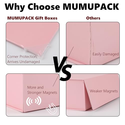 Pink Gift Box,10x7.3x3.5 Gift Boxes With Lids For Presents Includes Ribbon And Diy Printable Sticker Paper,Bridesmaid Proposal Box,Magnetic Gift Box For Birthday,Wedding,Graduation - color: 10x7.3x3.5inch-Pink-Pack 1