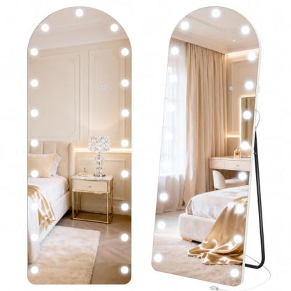 Arched Hollywood Full Length Mirror, 63"x20",Dimmable LED, 3 Color
