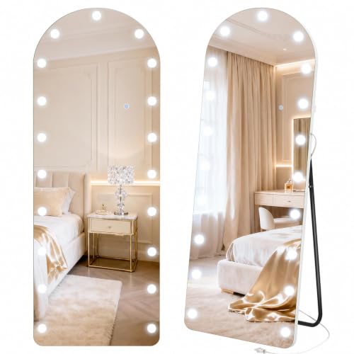 Arched Hollywood Full Length Mirror, 63"x20",Dimmable LED, 3 Color