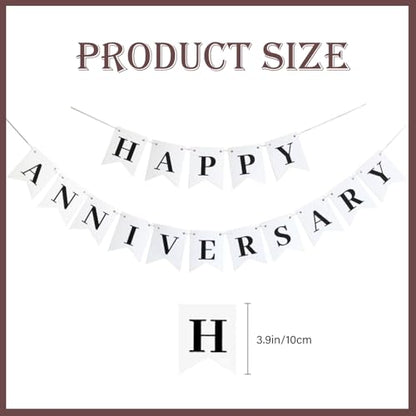Happy Anniversary Banner - White Wedding Party Decorations Birthday Party Supplies