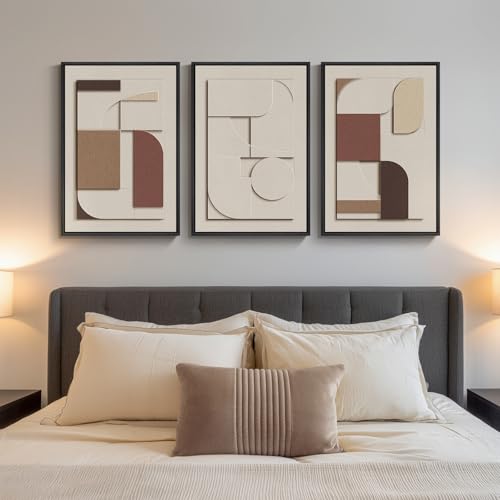 3D Textured Neutral Abstract Framed Wall Art Set of 3, 16x24 In - color: Neutral --D, size: 16"w X 24"h X 3pcs