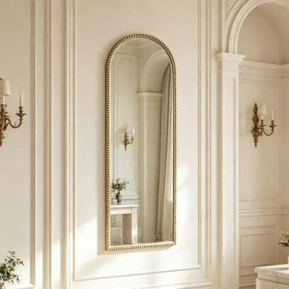 Arched Full Length Mirror,16x47" Gold Dressing Floor Long Full Body Mirror - size: 47"L x 16"W
