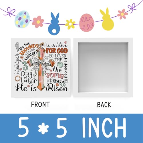 Christian Easter Decor Easter Bible Verse Decor Easter Jesus Decor Easter Retro Cross Decor Coquette Easter Bow Decor, Wooden Box Decor for Rustic Home Bedroom Living Room Table Shelf Office - color: Bow Cross
