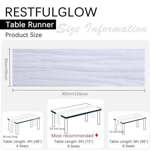 6 Pack White Cheesecloth Table Runner 35 x 120 Inch - color: White, size: 6 Pcs - 10 Ft