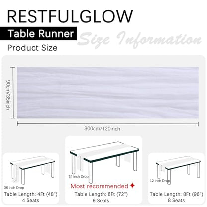 6 Pack White Cheesecloth Table Runner 35 x 120 Inch - color: White, size: 6 Pcs - 10 Ft