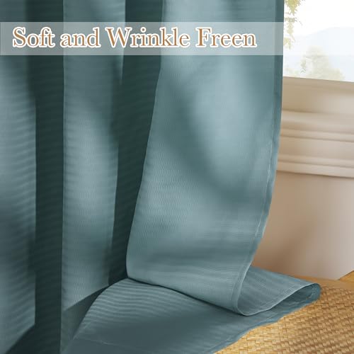 NICETOWN Non-See-Through Turquoise Privacy Sheer Curtains 84 Inches Long - color: Teal, size: 52"W x 84"L (Pack of 2)