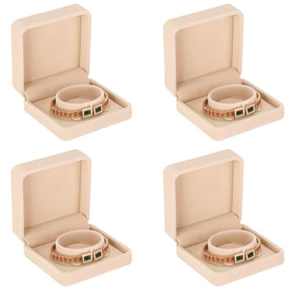 KUKUVR 4 Pcs Velvet Bracelet Gift Box, Jewelry Storage Holder Case for Bangle Anklet beaded bracelet Birthday Anniversary, Gift for Women (Apricot) - color: Apricot