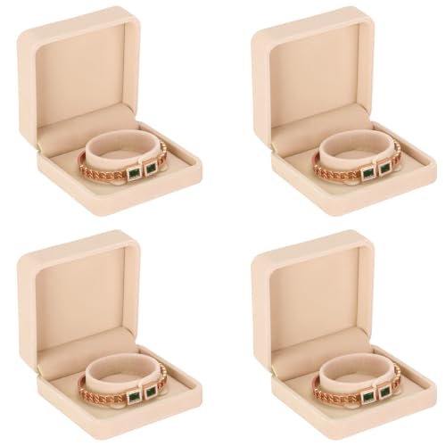 KUKUVR 4 Pcs Velvet Bracelet Gift Box, Jewelry Storage Holder Case for Bangle Anklet beaded bracelet Birthday Anniversary, Gift for Women (Apricot) - color: Apricot