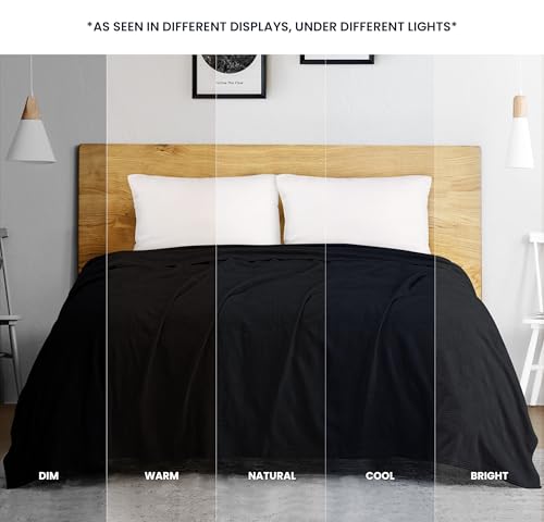 Utopia Bedding 100% Cotton Thermal Blanket Black Twin, 90x72 Inches - color: Black, size: Twin