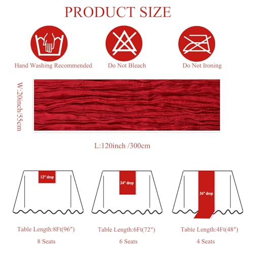 6Pack Red Cheesecloth Table Runner 20 x 120 inch Gauze Table Runner - color: Red, size: 6 Pack 20 x 120 inch