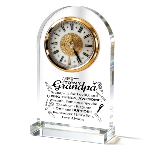 WKYAER Table Clock Gift for Grandpa, to My Grandpa Acrylic Desk Decor, Grandfather Gifts from Granddaughter Grandson, Birthday 4.3 x 7.8 in - color: Grandpa