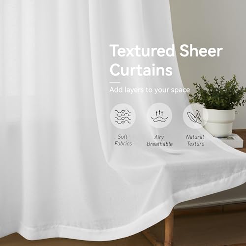 KangBang Pinch Pleated White Sheer Curtains 102 Inches Long with Hooks - color: White, size: 42"W x 102"L (Pack of 2)