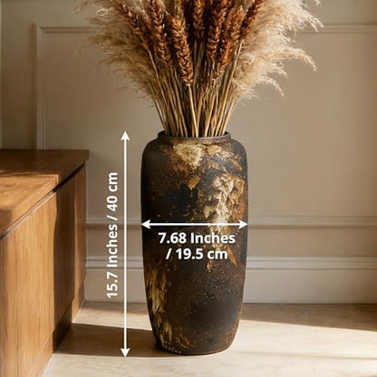 Rustic Ceramic Floor Vase, 15.7 Inch, Clay Farmhouse Decor - size: 15.7 Inch
