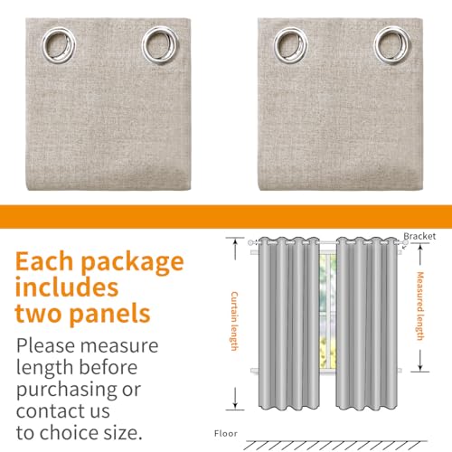 YoungsTex Oatmeal Linen Blackout Curtains for Bedroom 38 X 63 Inch - color: Oatmeal, size: 38"W x 63"L (Pack of 2)