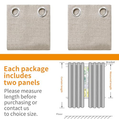 YoungsTex Oatmeal Linen Blackout Curtains for Bedroom 38 X 63 Inch - color: Oatmeal, size: 38"W x 63"L (Pack of 2)