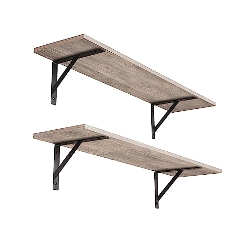 DINZI LVJ Wall Shelves, 23.6" Long Floating Shelves with Metal Brackets - color: Greige, size: 23.6 Inch