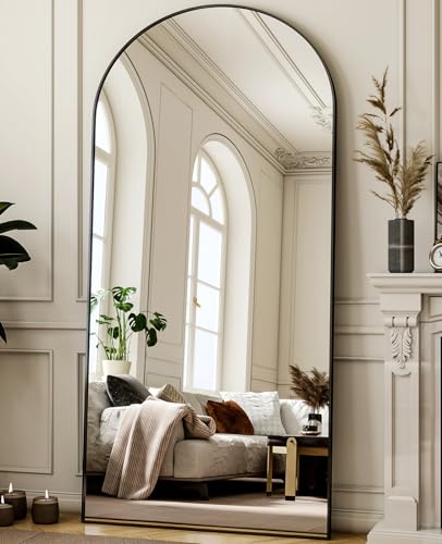 XRAMFY 78"x38" Black Arch Full Length Mirror - color: Black, size: 78"L x 38"W