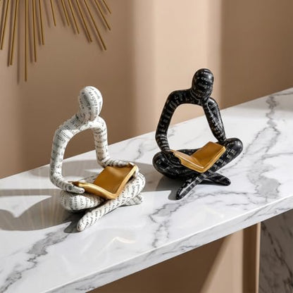 2 PCS Resin Modern Reading Figure Statue Decor, Small Abstract Table Decor
