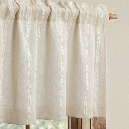 Boho Kitchen Valance for Windows, 52 x 18 Inch, 1 Panel - color: Light Beige, size: 52"W x 18"L (Pack of 1)