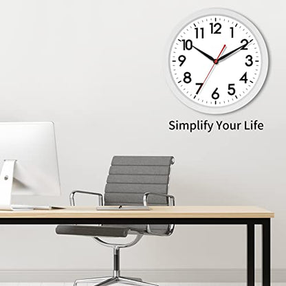 AKCISOT 10 Inch Wall Clock, Silent Battery Operated Analog Clock, White - color: C_white, size: 10 Inch