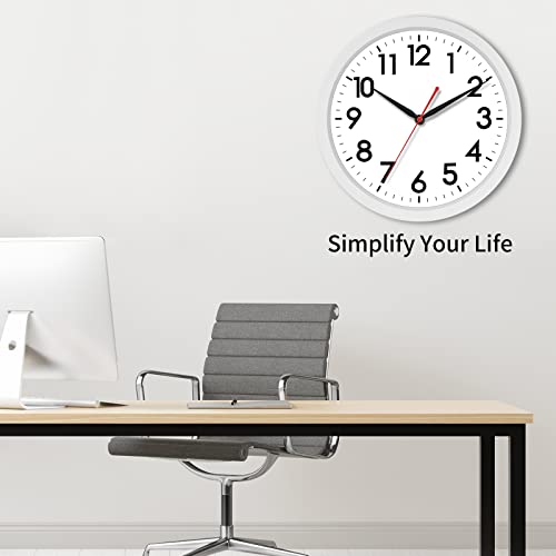 AKCISOT 12 Inch Wall Clock, Silent Battery Operated Analog Clock, White - color: C_white, size: 12 Inch