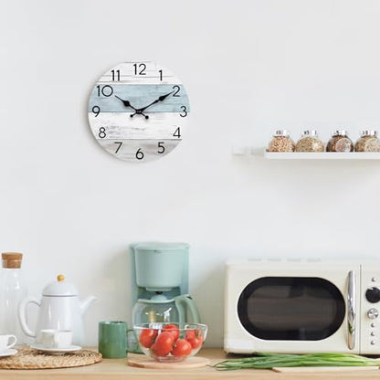 KECYET 8 Inch Wall Clock, Silent Battery Operated Analog Clock, Blue White - color: A_blue