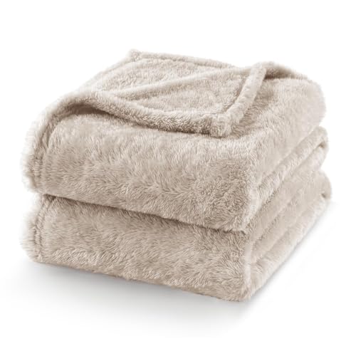 Exclusivo Mezcla Fuzzy Plush Fleece Bed Blanket Queen Size, Camel - color: Camel, size: 90x90 IN