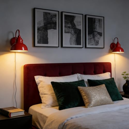 Mini Gooseneck Wall Sconce, 2-Way Mount with Switch, Red - color: Red