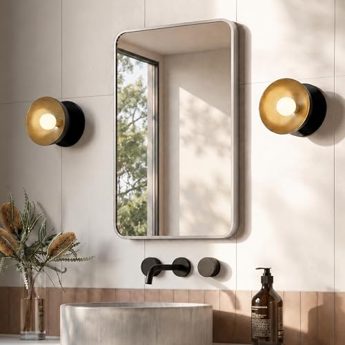DeerValley Bathroom Mirror with Black Frame, Rounded Rectangle - color: Silver, size: 36"L x 24"W