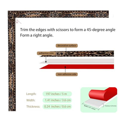 Flexible Wall Trim, 16.4 Feet Peel and Stick Molding - Brass - color: Brass