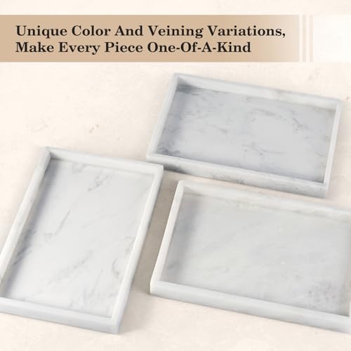 Natural Marble Bathroom Tray, 12"x8" Stone Vanity Decorative Counter Trays - color: 12"x8"-namib Bianco