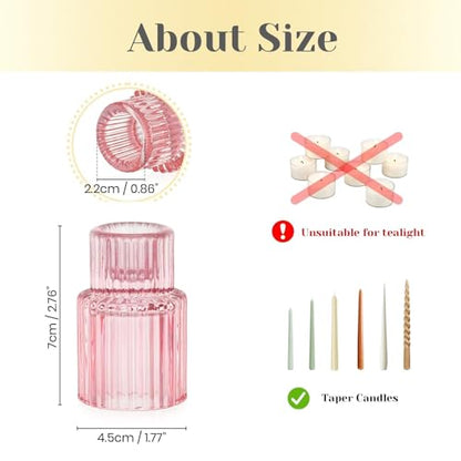 Hewory Glass Pink Candle Holder Bulk, 10PCS Valentines Taper Candle Holders - color: Pink, size: 10PCS