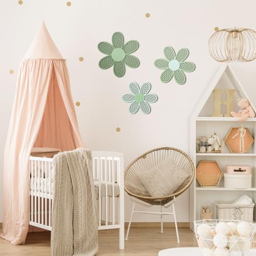 Maitys 3 Pcs Boho Daisy Flower Wall Decor Nursery Art, Gradient Sage Green - color: Gradient Sage Green
