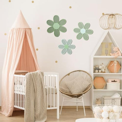 Maitys 3 Pcs Boho Daisy Flower Wall Decor Nursery Art, Gradient Sage Green - color: Gradient Sage Green