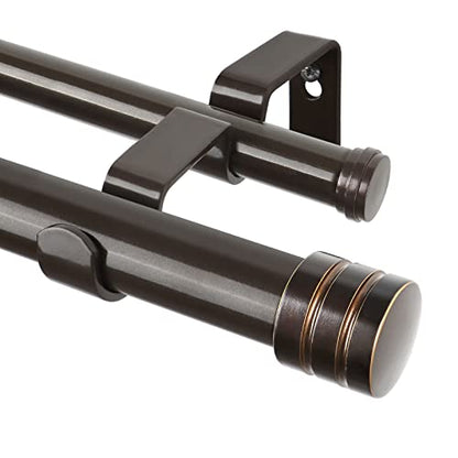TONIAL 1 Inch Double Curtain Rods for Windows 48 to 84 Inch, Bronze - color: Bronze, size: 32-86”