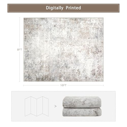 Beige Grey Washable Rugs 8x10 Area Rugs for Living Room,Bedroom,Dining Room - color: Brown-grey-beige-slate, size: 8' x 10' (Rectangular)