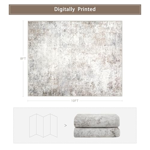 Beige Grey Washable Rugs 8x10 Area Rugs for Living Room,Bedroom,Dining Room - color: Brown-grey-beige-slate, size: 8' x 10' (Rectangular)