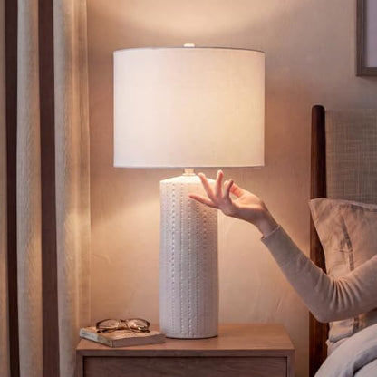 Signature Design by Ashley Table Lamp Set of 2, White Ceramic, 3-Way - color: White