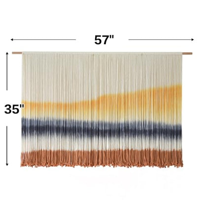 Flber Macrame Wall Hanging Extra Large Dip Dye Boho Wall Decor 57" W*35" L - color: Yellow1