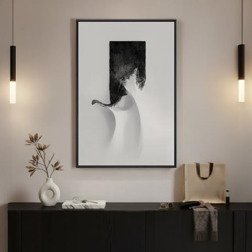 Framed Modern Black and White Abstract Wall Art, 1 Piece 24x36 In - color: Black White C