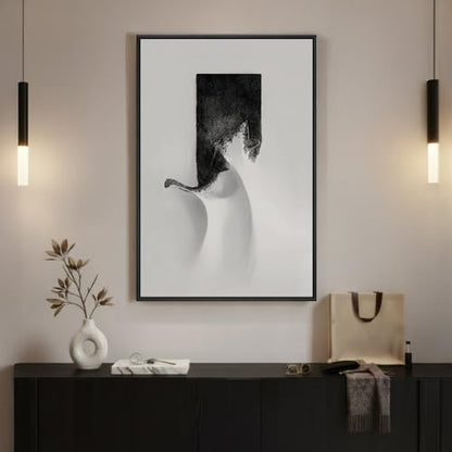 Framed Modern Black and White Abstract Wall Art, 1 Piece 24x36 In - color: Black White C