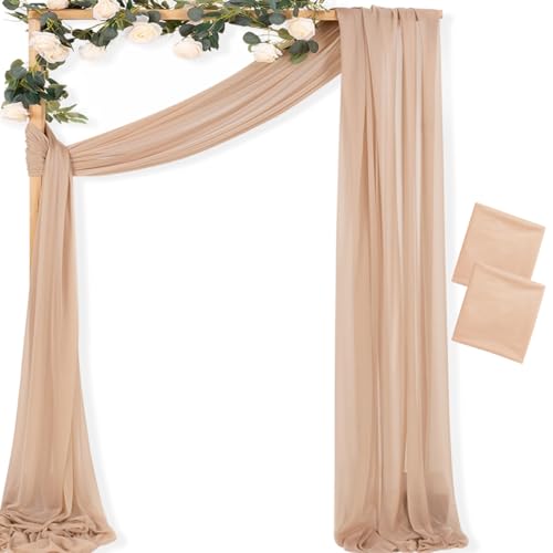 Sheer Gauze Wedding Arch Draping Fabric 29" x 20 FT 2 Panels Nude - color: Nude, size: 29"w x 240"l (Pack of 2)