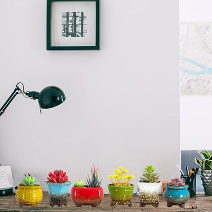 ARTKETTY Succulent Pots, Small Succulent Plant Pots with Drainage Set of 6 - color: Colorful - 3.5 Inch