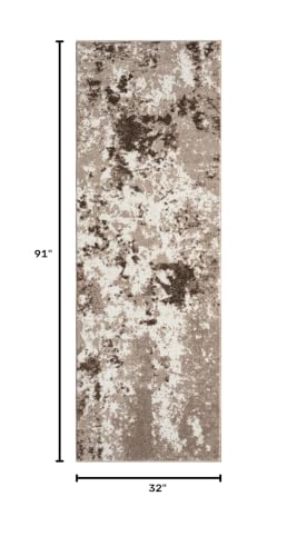 Keen Home Design Abstract Non-Shedding Runner Rug, Soft Thick Pile, 2x8 - color: Skies Beige, size: 2'8" x 7'7" (Runner)