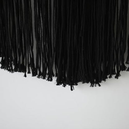 Macrame Wall Hanging Black Yarn Tapestry Boho Fiber Art Decor 57"W*43"L - color: Black1