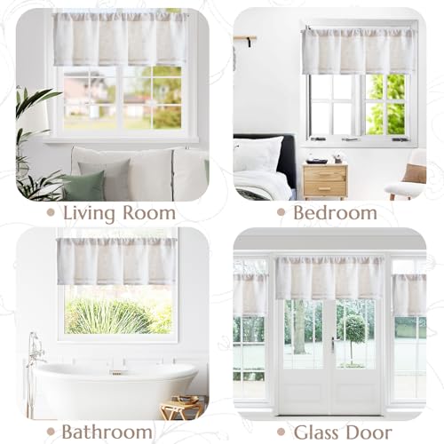 jinchan Kitchen Valance Curtain Double Layers, 1 Panel, Crude - color: Scroll Floral | Crude, size: 50"W x 16"L (Pack of 1)