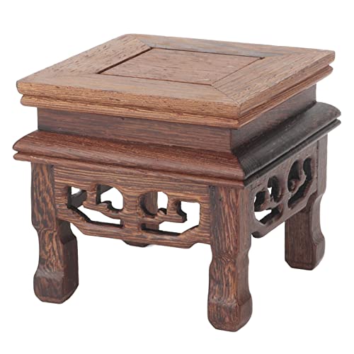 Yosoo Health Gear Wood Display Stand Base Small Tabletop Teapot Display Stand, Wood Carved Pedestal Oriental Home Decoration for Vase Flower Pots Teapot Fishbowl Table Lamp