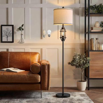 62.5" Floor Lamp for Living Room Industrial Black Standing Tall Lamp - color: Black