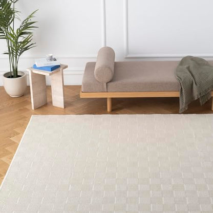 Revival Rugs Willow 7'x9' Area Rugs for Living Room Bedroom Dining Room - Washable, 100% Recycled, Oeko-TEX Certified, Modern, Medium Pile, Beige, Cream - size: 6'7" x 9' (Rectangular)