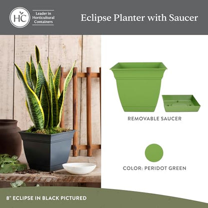 The HC Companies Eclipse Square Planter Pot, 10 Inch, Peridot Green, 2-Pack - color: Peridot Green, size: 10", style: Pack of 2